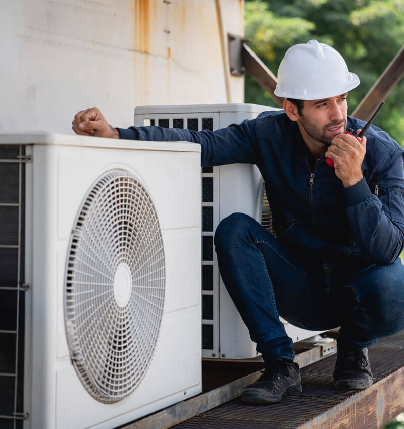 Engineers Is Checking The Air Conditioning Cooling System Of A Major Building Or Industrial Facility.